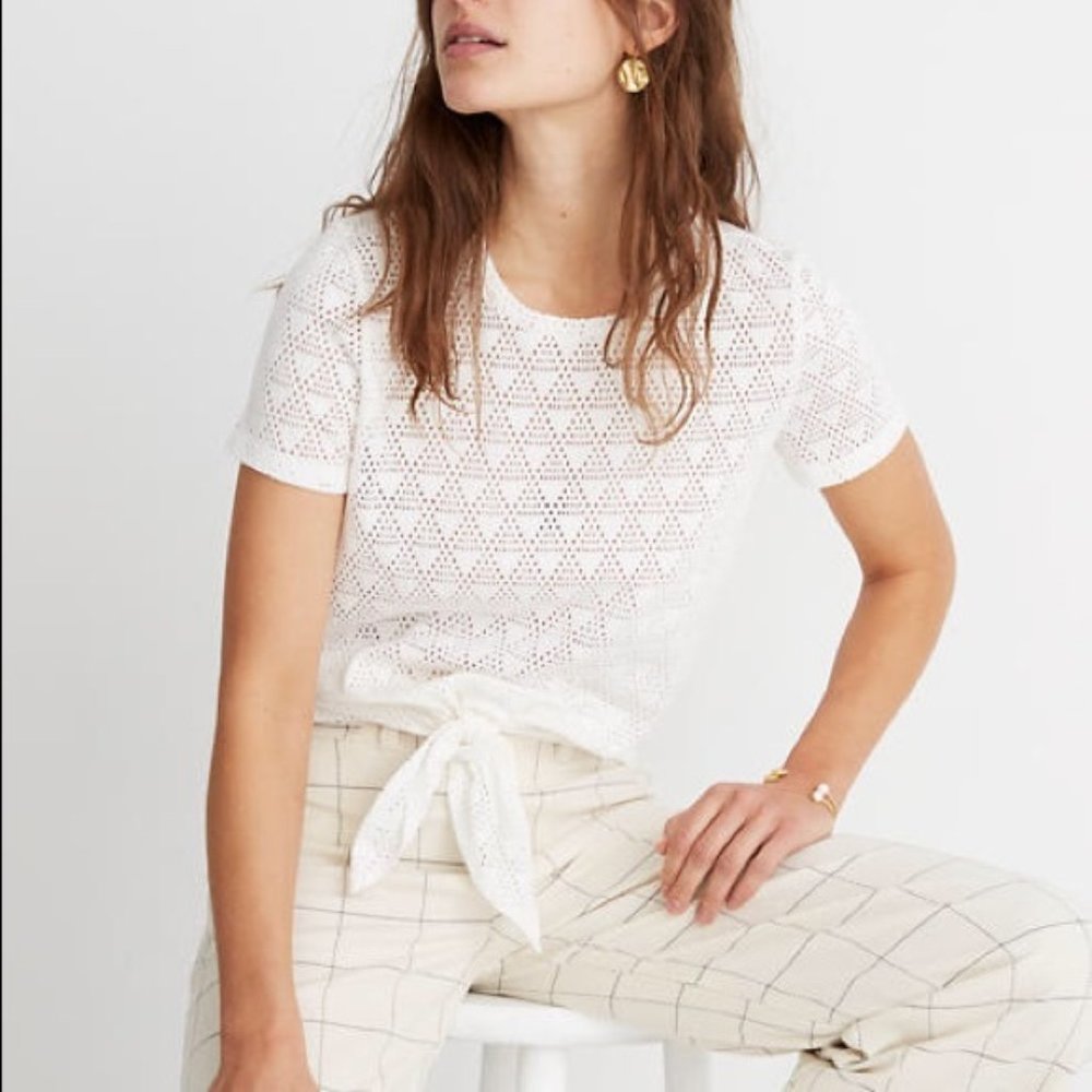 Madewell Texture & Thread Tie Front Tee In Geo
